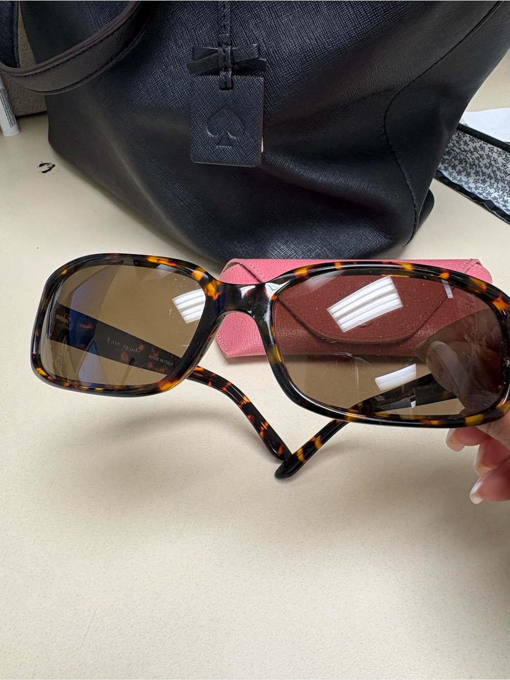 Kate Spade Ladies Tortoiseshell Square Sunglasses - Brown Lenses